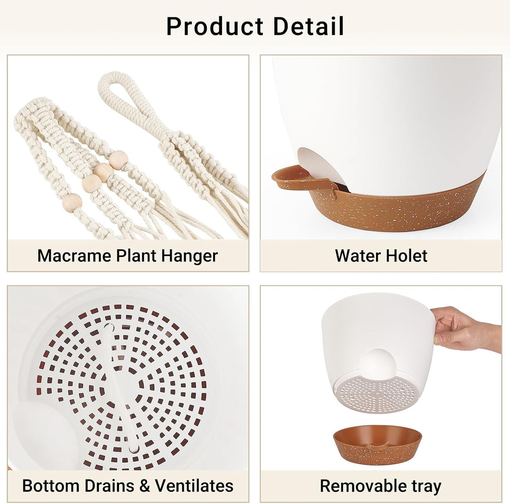 Mkono 3 Pack Hanging Planters for Indoor Plants, Macrame Hangers, 3 Sizes | Self-Watering Plant Pots, 35"/29"/23"