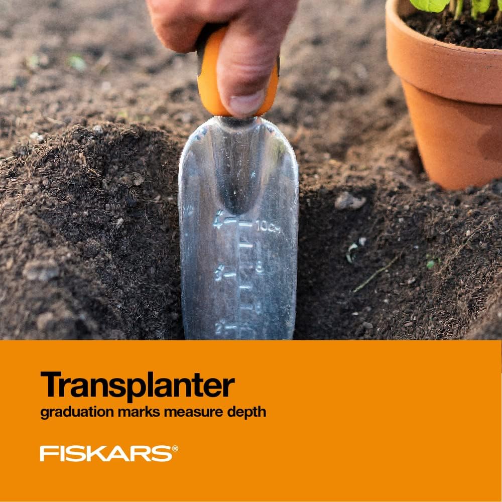 Fiskars 3-Piece Garden Hand Tools Set w/ Trowel, Transplanter & Cultivator