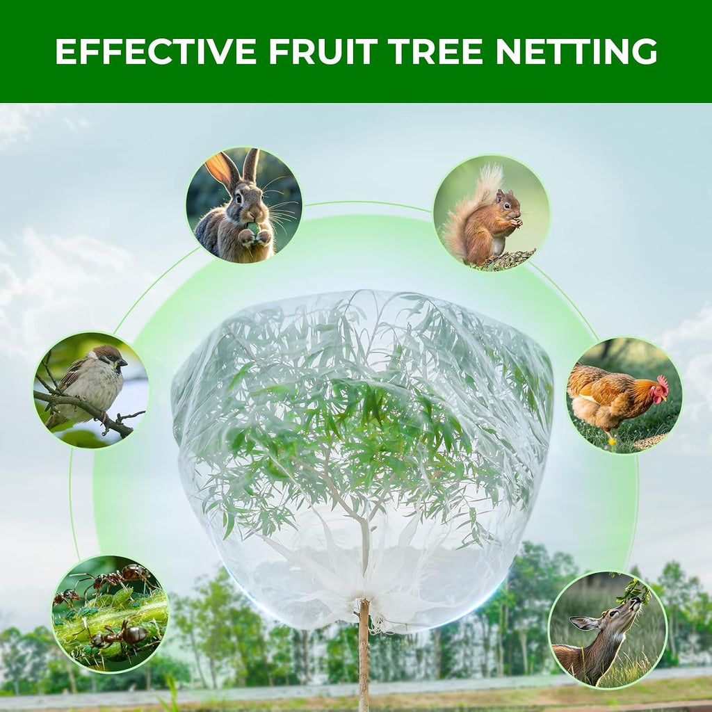 6.4'x6.4' Fruit Tree Netting with 2-Way Zipper & Drawstring (2 Pack) | Garden Plant Net Pest Barrier to Prevent Cicadas
