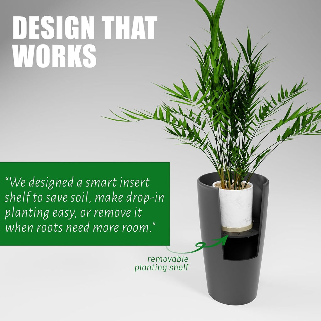 Set of 2 Round Tall Planters 22 Inch, Large Planter for Indoor Outdoor Plants, Modern Flower Pot Containers Large