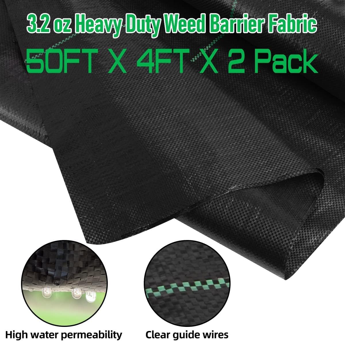 LAVEVE Heavy Duty Weed Barrier Landscape Fabric 4FT x 100FT | 3.2oz Premium Woven Weed Control Garden Cloth, Weed Block