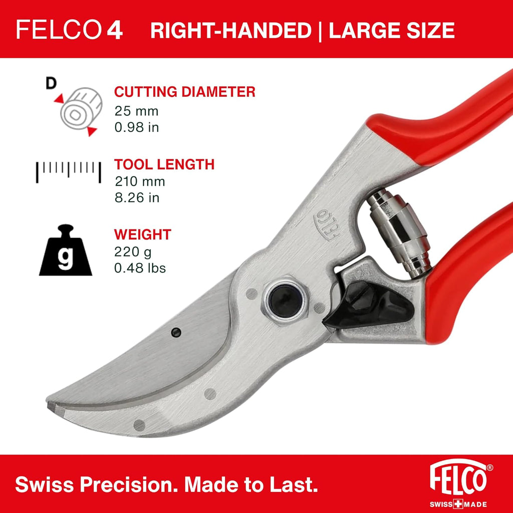 Felco F4 Pruning Shears – 9.25" Swiss-Made Garden Clippers for Pruning | Hand Pruners for Gardening | Garden Tool