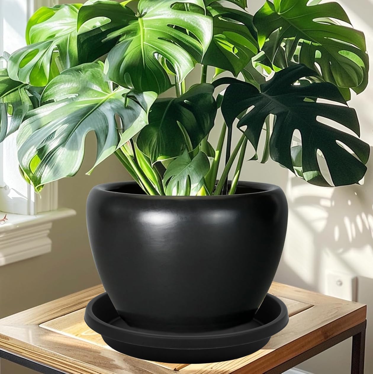 NIMYAU 2 Pack Plant Saucer 16 Inch, Durable Large Deep Plant Trays for Pots, Plant Drip Trays, Plant Water Catcher Tray