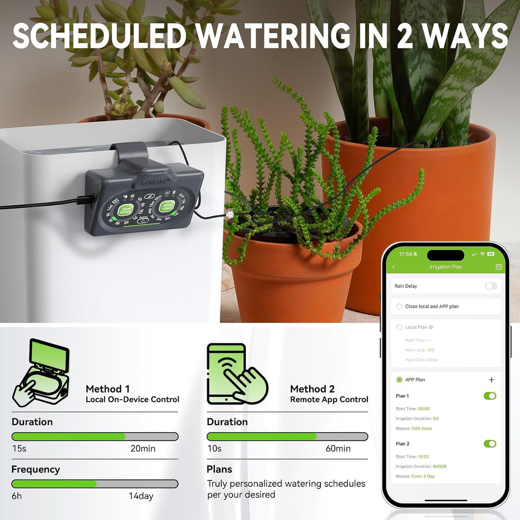 RAINPOINT WiFi Smart Programmable Solar Drip Irrigation System for Indoor Houseplant Water Up to 15 Pots, Compact