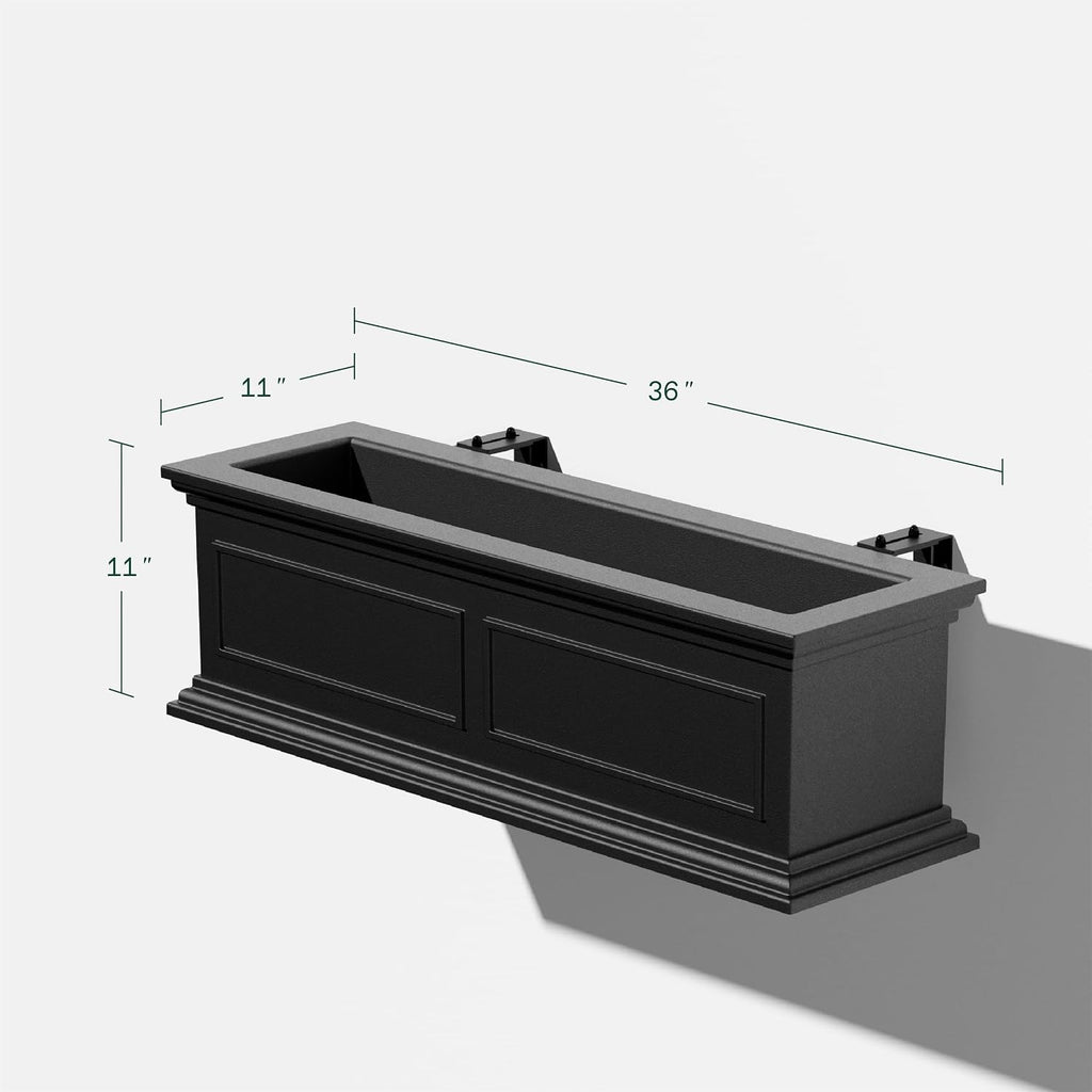 Veradek Brixton Series Plastic Railing Planter - Rectangular Planter for Outdoor Deck/Balcony | Crack-Resistant with