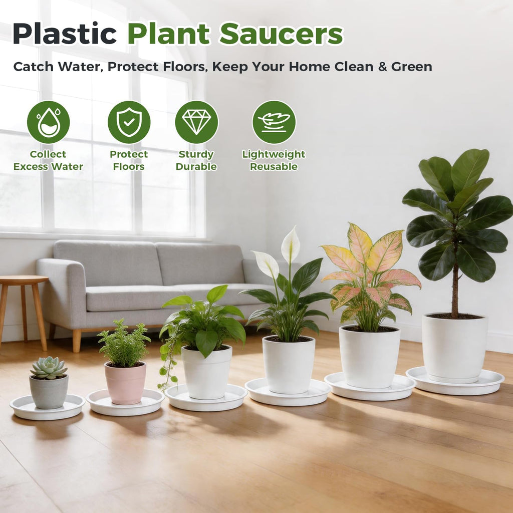10 Packs 16 Inch Plastic Plant Saucers for Indoor Outdoor, Plant Water Catcher Tray for Pots, Bulk Flower Pot Saucers