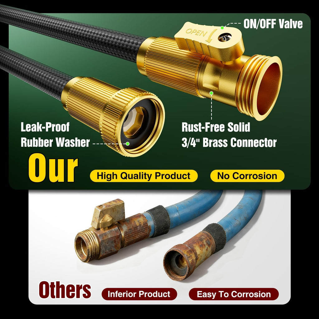 Garden Hose 100 ft Non-Expandable, Flexible Water Hose, Lightweight Hose with 10-Function Nozzle for Yard, Portable