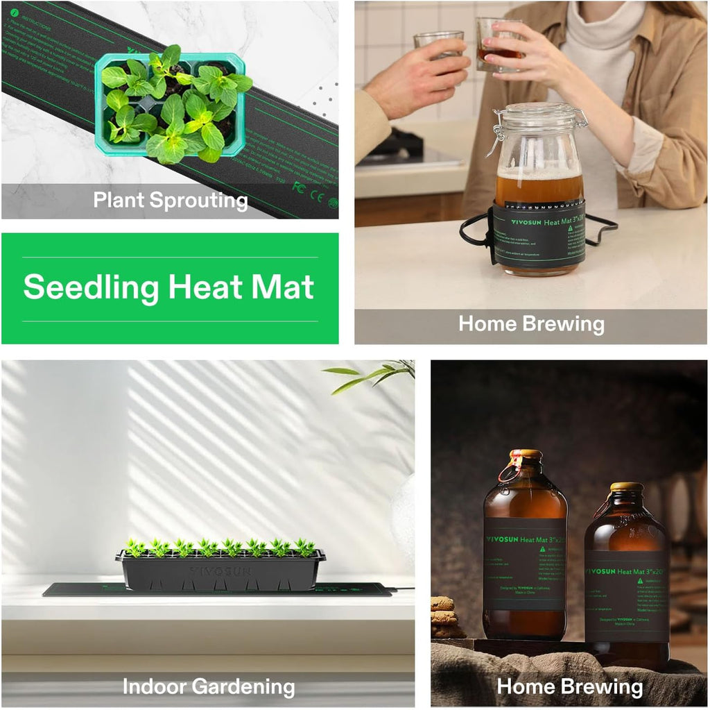VIVOSUN 3" x 20" Seedling Heat Mat and Digital Thermostat Combo Set | UL & MET-Certified Heating Pad for Hydroponic