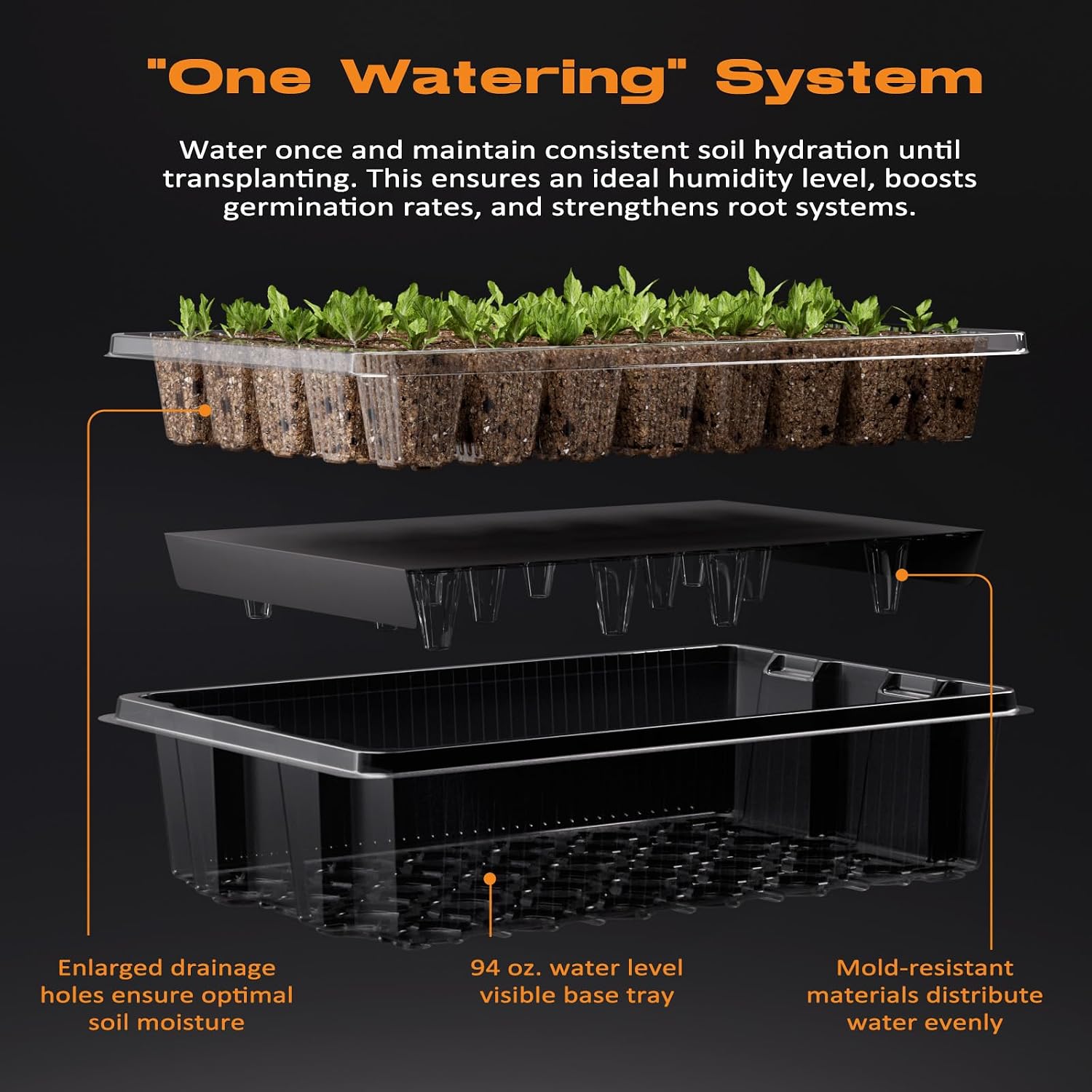 Patigrow 80-Cell Self-Watering Seed Starter Tray with Grow Light, Seed Starter Kit with 4.07” Humidity Dome, Indoor