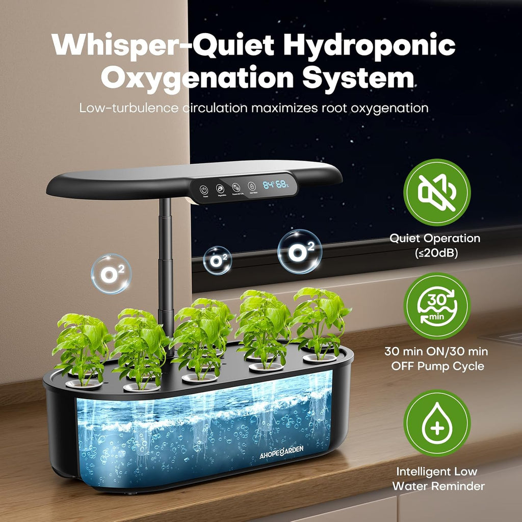 Hydroponics Growing System kit: Indoor Herb Garden - 12 Pods Plant Germination Kit with LCD Display and LED Grow Light