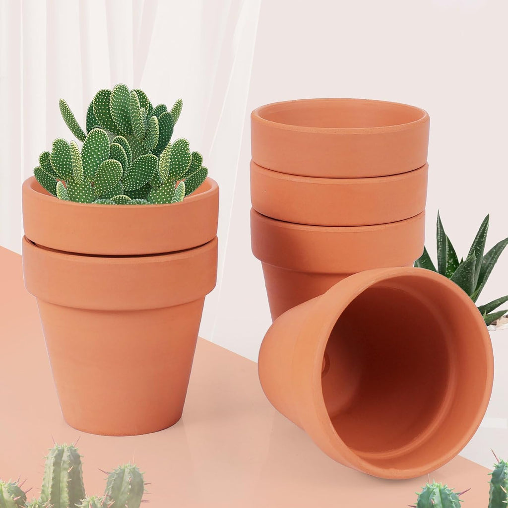 26 Pack Terra Cotta, 3inch Small Clay Flowerpots with Drainage Hole, Terracotta Pot for Indoor Outdoor Plant, Great for