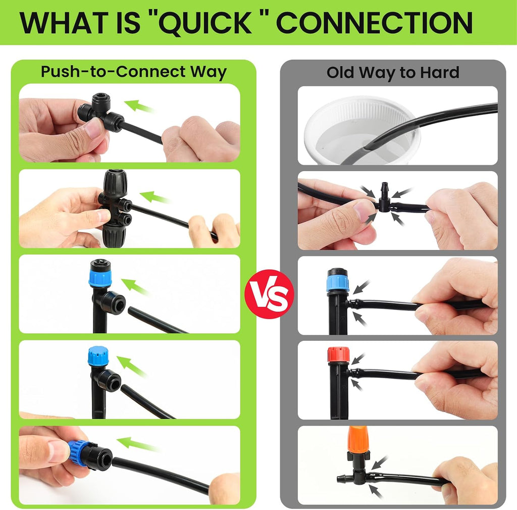 Drip Irrigation System Kit for Garden Watering, 230FT Quick Connect | For Garden, Raised Beds, Greenhouses, with 33FT