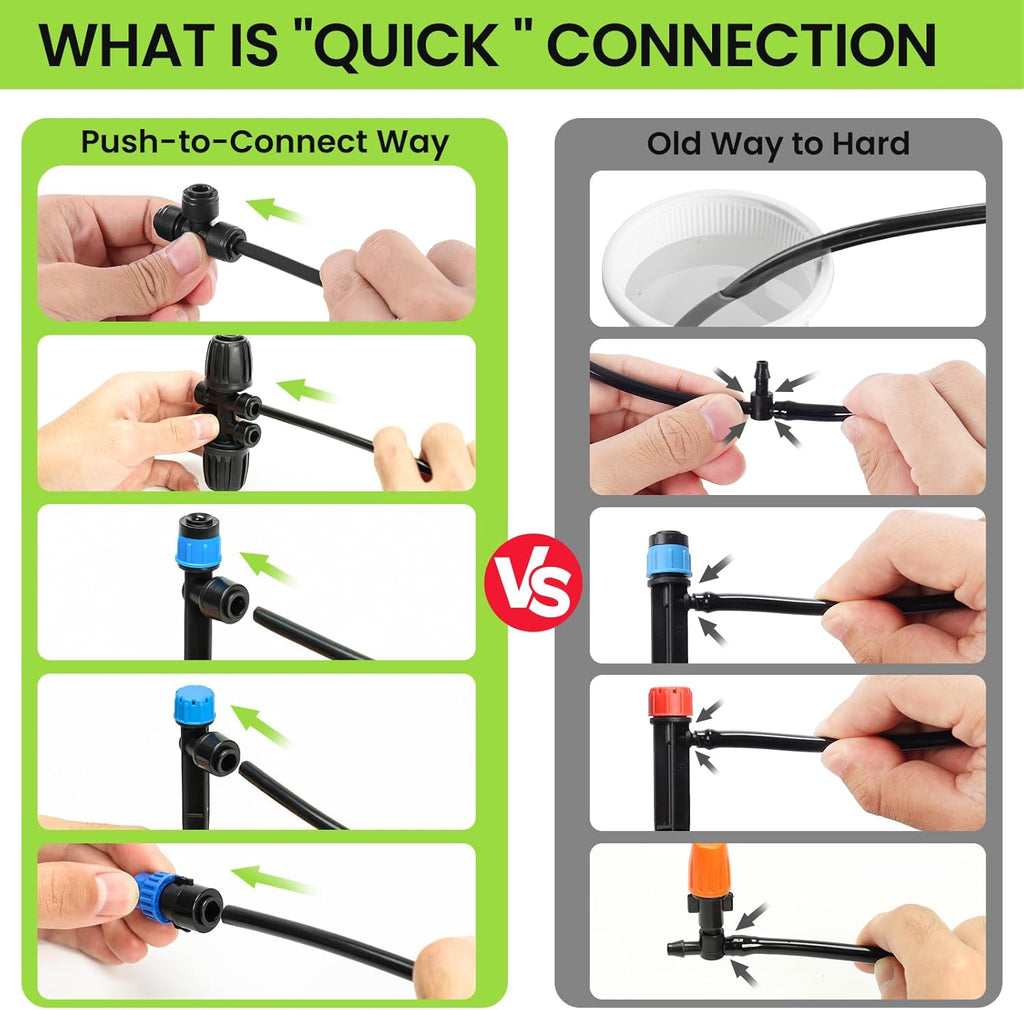 Drip Irrigation System Kit for Garden Watering, 247FT Quick Connect | For Garden, Raised Beds, Greenhouses, with 50FT