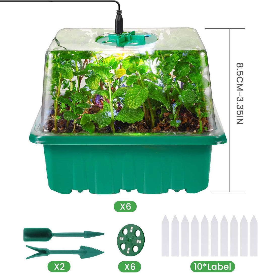 Seed Starter Trays with Grow Lights, 72 Cells Seed Starter Kit with Lights, 3 Lighting Mode, 4 Timing Set, Germination