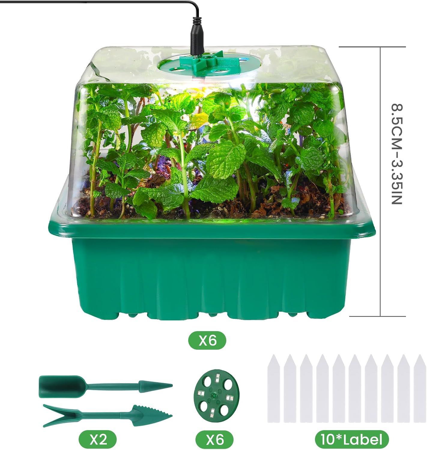 Seed Starter Trays with Grow Lights, 72 Cells Seed Starter Kit with Lights, 3 Lighting Mode, 4 Timing Set, Germination