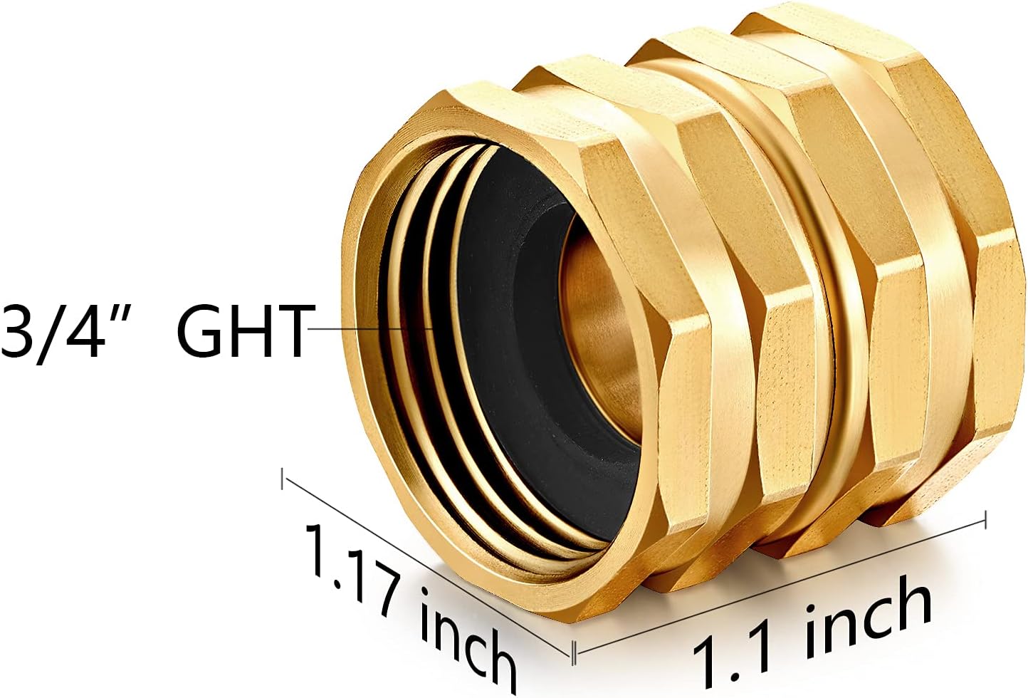 Garden Hose Connector Adapter,3/4" GHT Double female Connectors, Brass Repair Fittings with Dual Swivel for female to