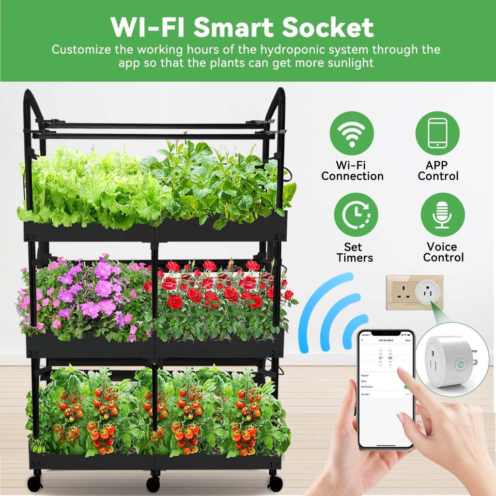 3-Tier Hydroponics Growing System, 88 Pods with LED Grow Lights | 3-tier, dual pump, dual medium, 88 pods, full