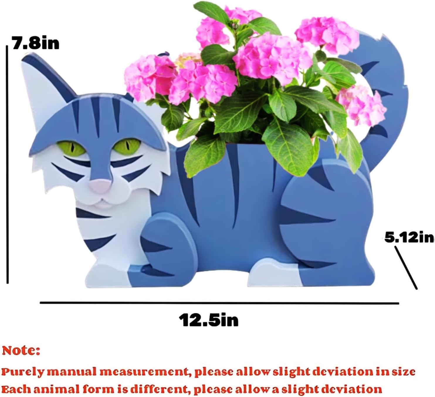 Sapphire White Cat Planter Pots, 12.5 x 5.12 x 7.8 Inches | Cat Flower Pot, Cute Animal Shaped Plant Pot, Gifts for