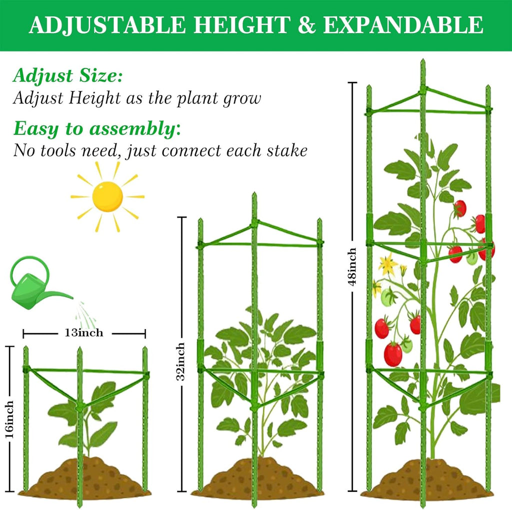 Moirsunt 6 Packs Tomato Cage for Garden, Up to 48Inch Plant Support Stakes | Garden Stakes Trellis for Raised Garden