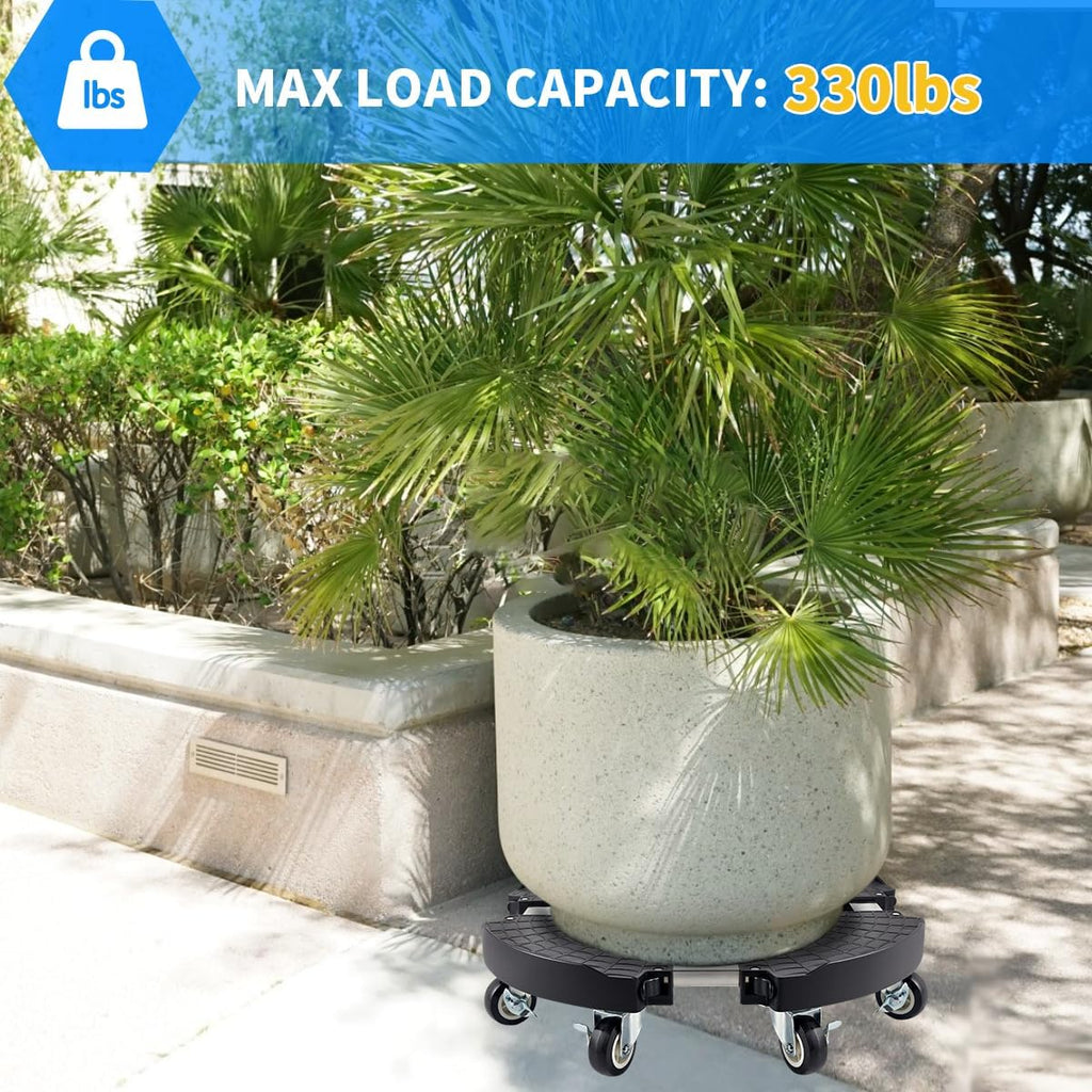 TreeGun 2 Pack Plant Caddy with Wheels Heavy Duty with 8 Lockable Casters, Rolling Plant Stand Adjustable for