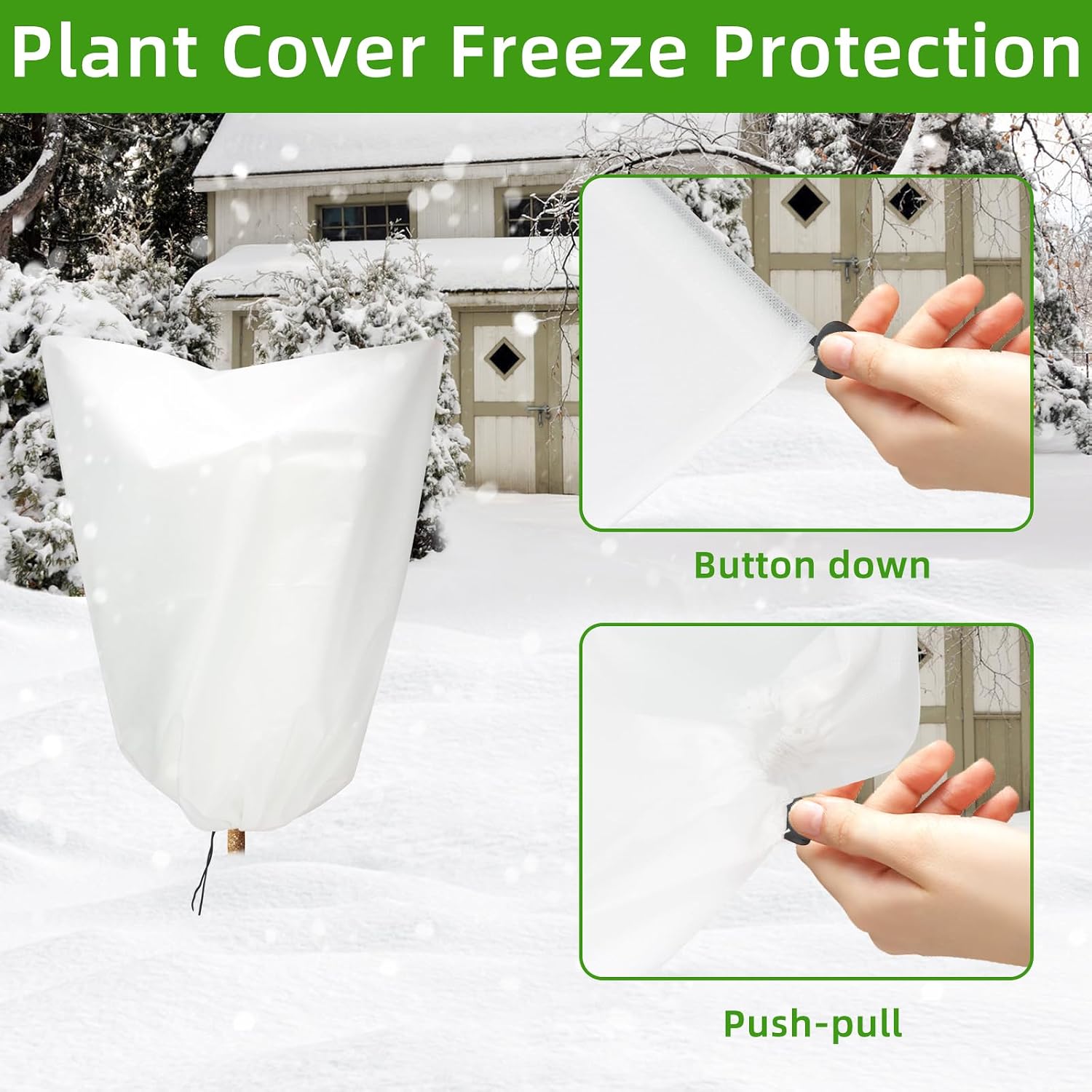 3 Packs Plant Covers Freeze Protection, 42" x 45" 2.25 oz Frost Cloth Plant Freeze Protection Tree Jacket Cover for