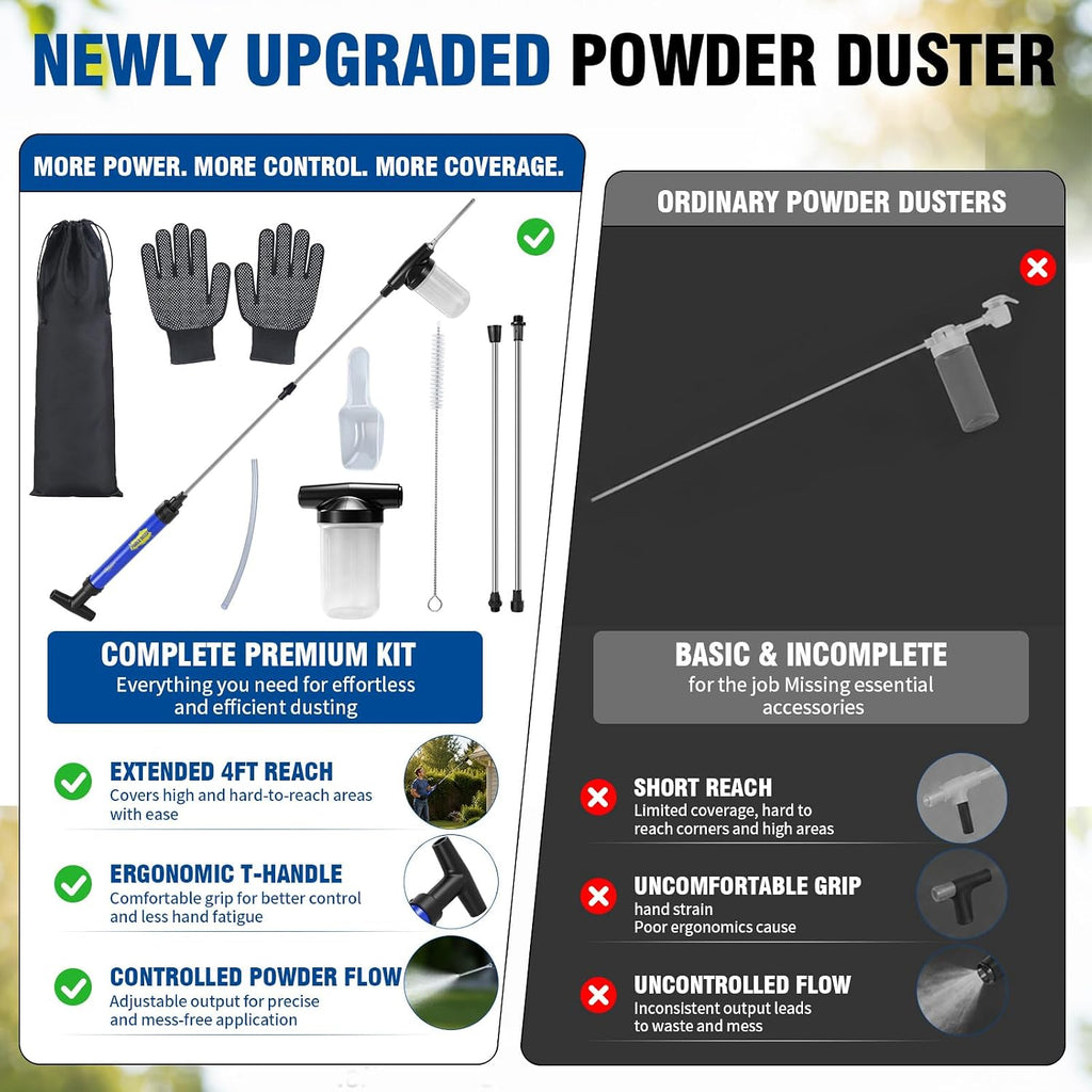 Diatomaceous Earth Powder Duster, Powder Sprayer with Adjustable up to 4.1 FT, Pump Applicator Includes Drawstring