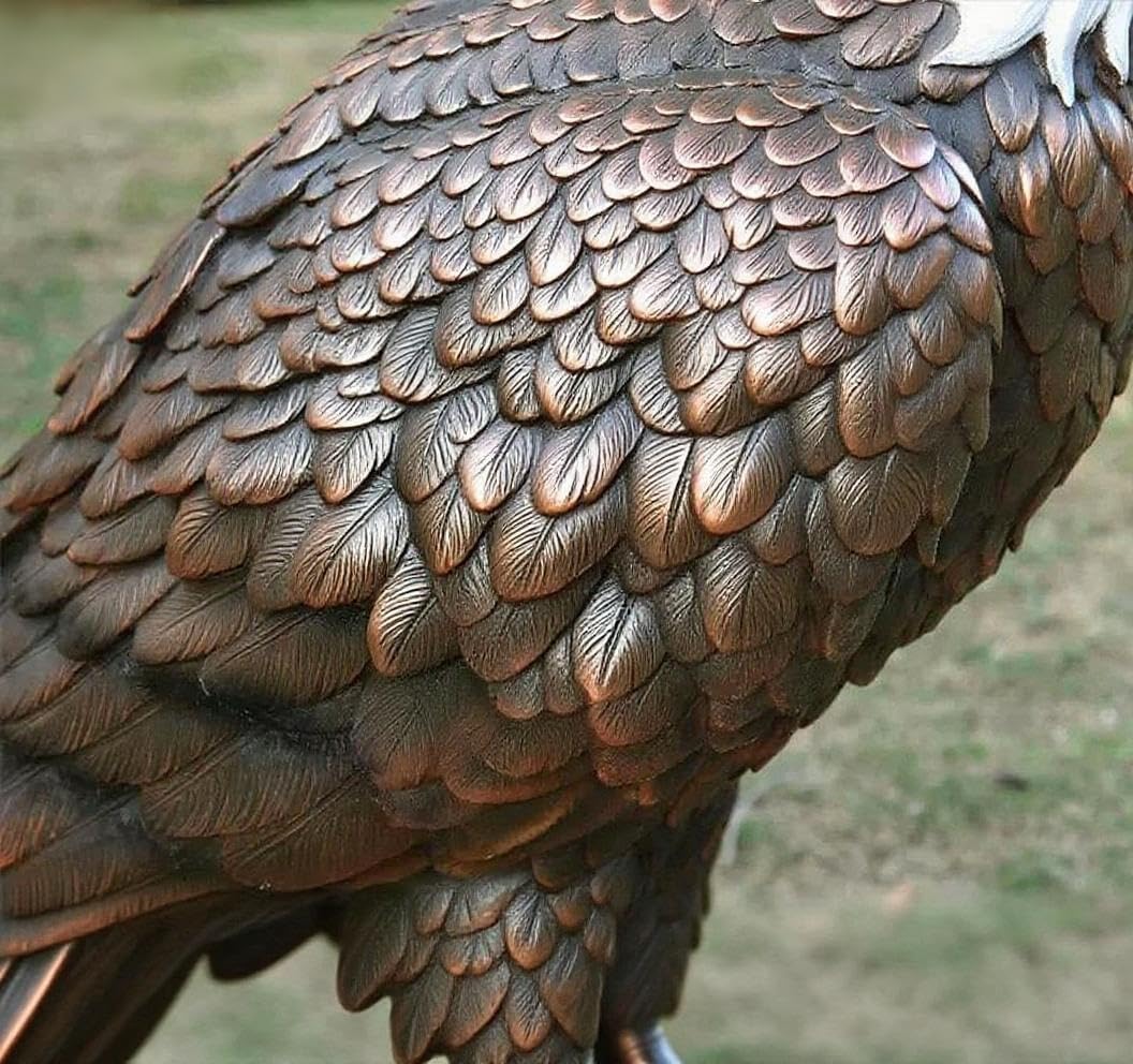 H:24.4 inch Bald Eagle Statue Outdoor, Large Realistic Eagle Sculpture for Garden Decor, Hand-Painted Resin Lawn Eagle