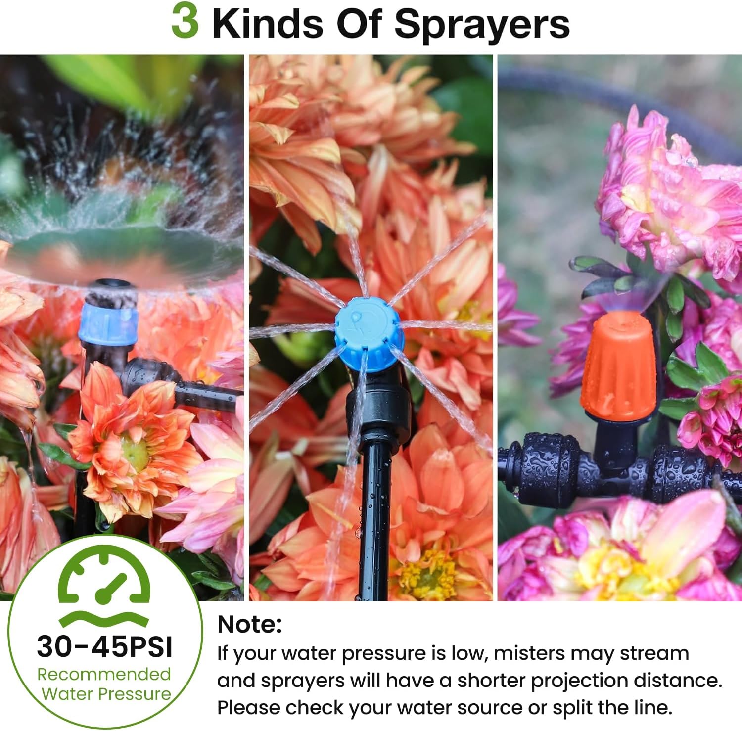 MIXC Greenhouse Micro Drip Irrigation Kit Automatic Irrigation System Patio Misting Plant Watering System with 1/4 inch