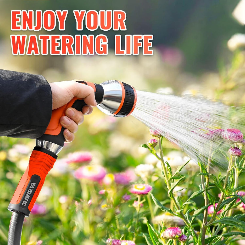 YAMATIC 50ft Flexible Garden Hose 5/8in I.D. with 360° Swivel Brass Handle | 50 FT Heavy Duty Water Hose with 3/4"