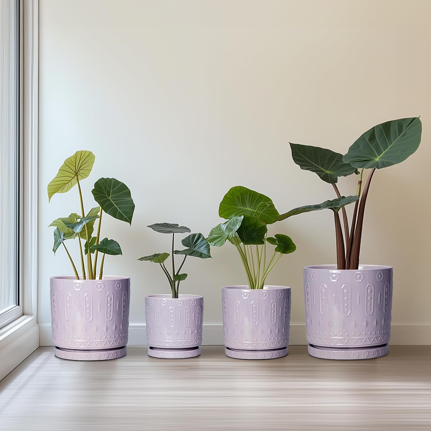 Eightpot Ceramic Pots for Plants, 6 Inch Plant Pot for Indoor Outdoor Plants, Round Planter with Drainage Holes and