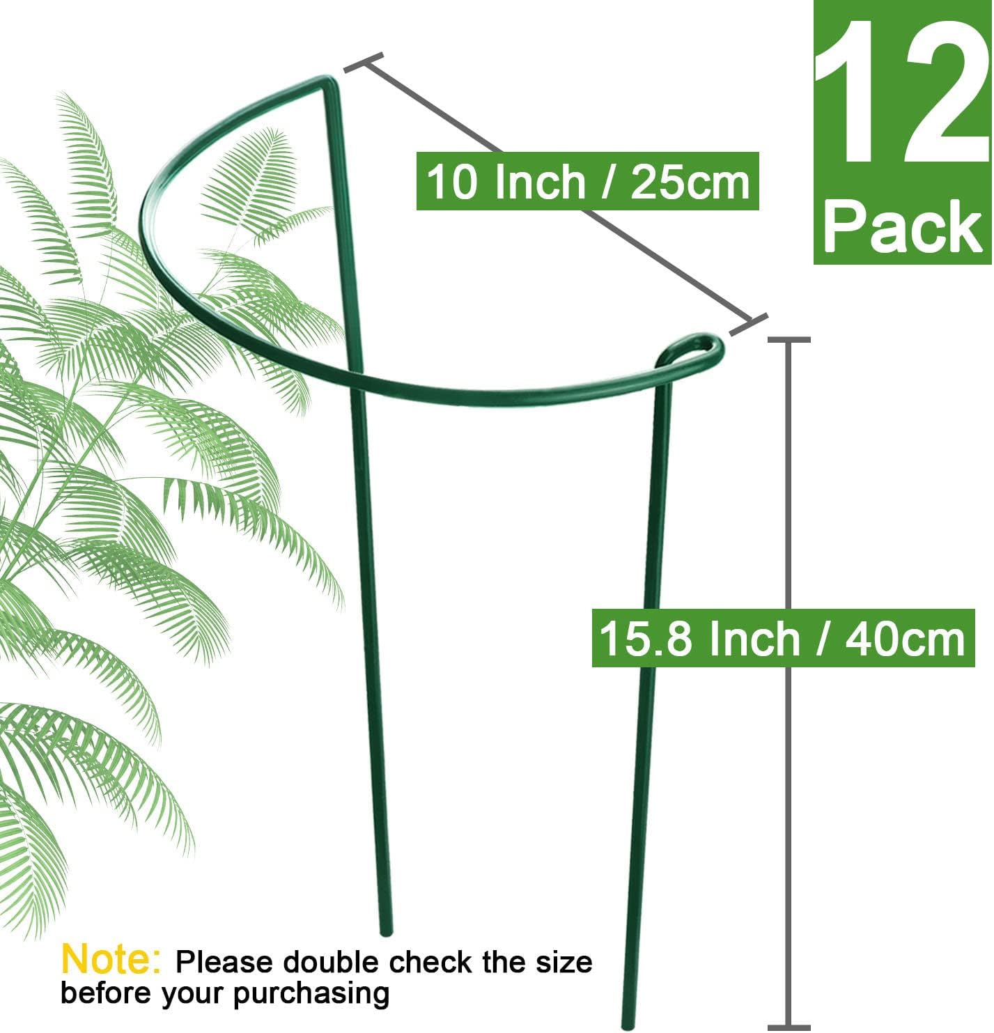 HiGift 12 Pack Plant Stakes for Indoor Plants, Metal Garden Peony Support Cages, Outdoor Plant Supports Ring Prop
