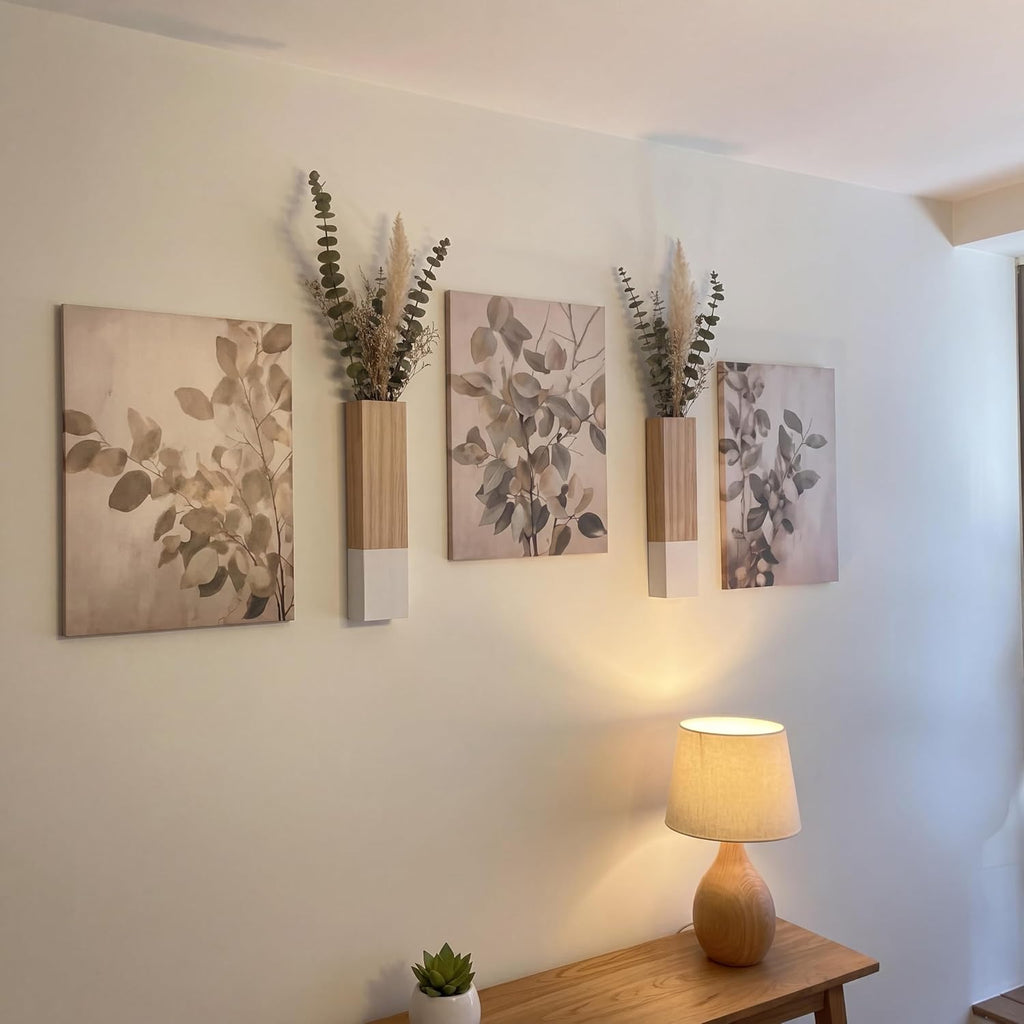 4 Pack Wood Wall Planter Boho Hanging Planter for Living Room Bedroom Bathroom Entryway Modern Farmhouse Wall Decor
