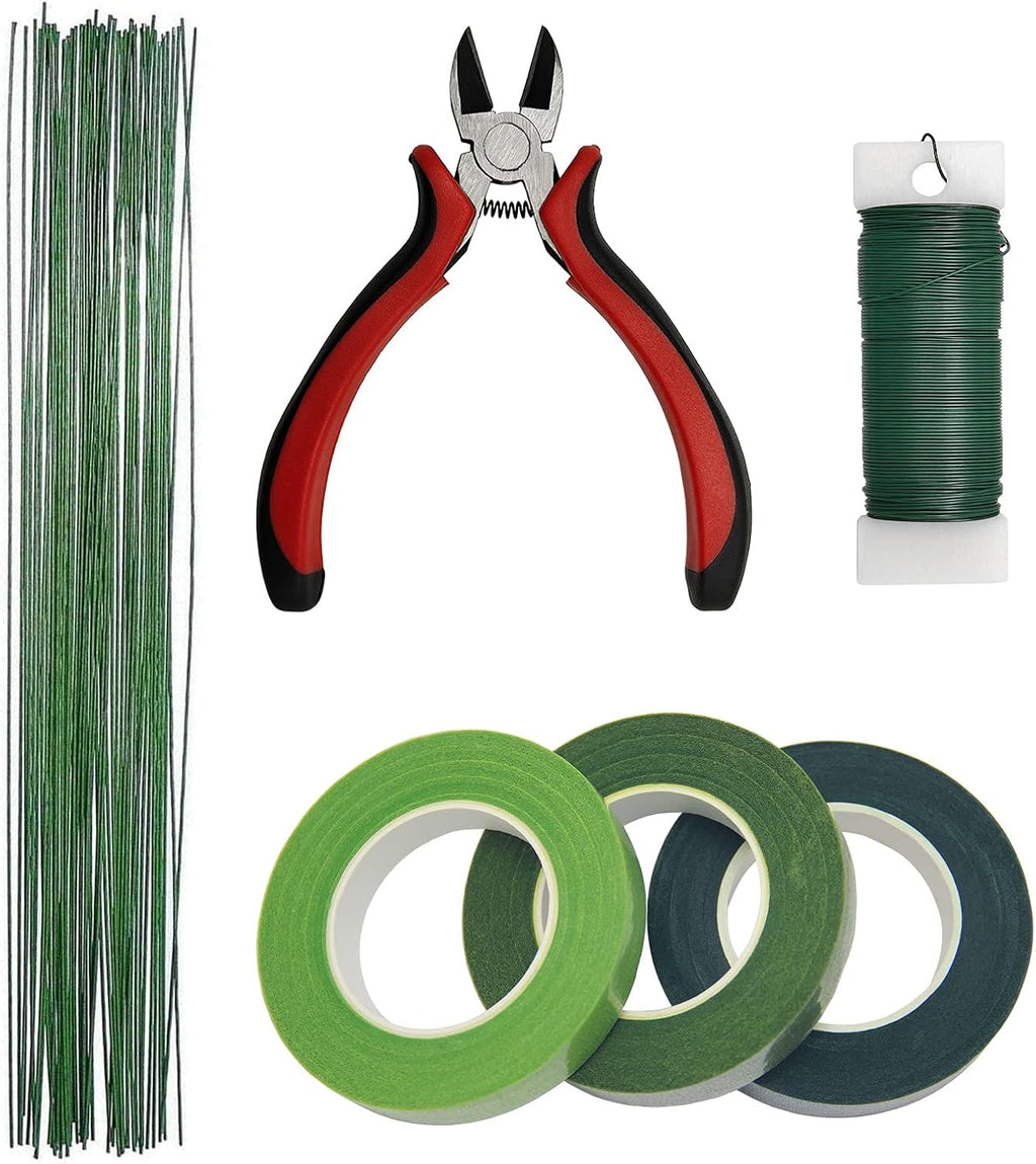 Floral Arrangement Kit - DIY Bouquet Making Tools - 24 Gauge Stem & Paddle Wire, Wire Cutter, Tapes