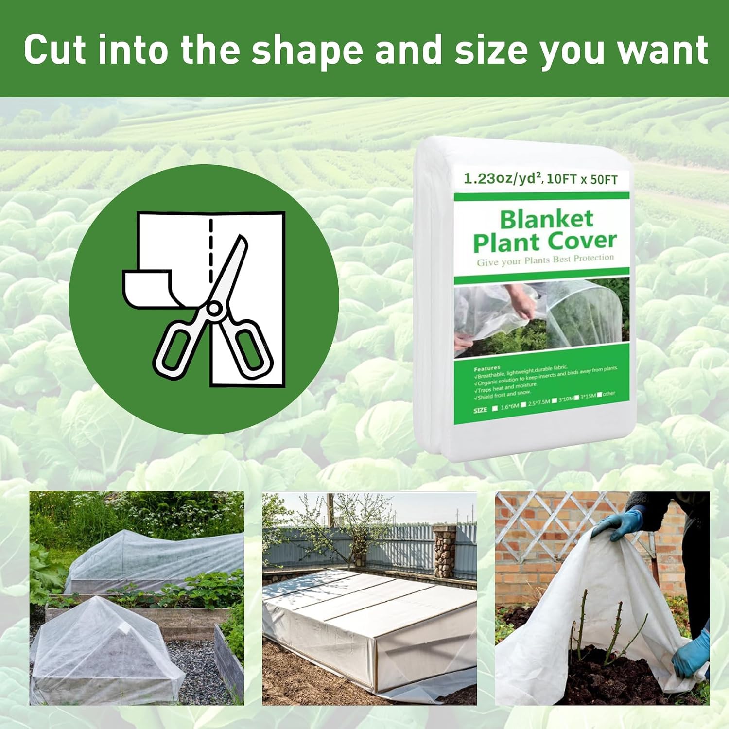 2 Pack 10ft x 50ft Plant Covers Freeze Protection | Frost Blanket for Outdoor Plants, All-Season Winter Protection