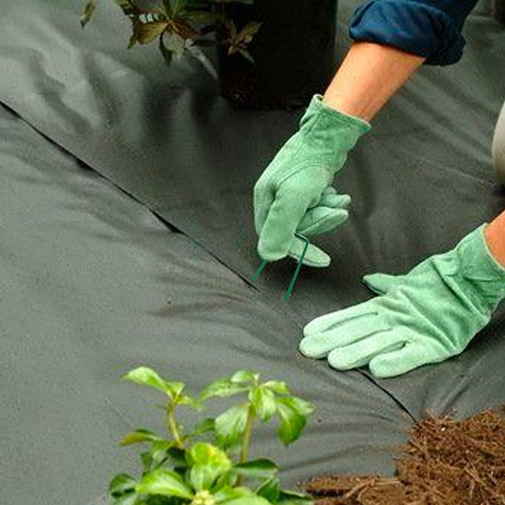 Artificial Turf Staples 6 Inch Heavy Duty 11 Gauge Green Coated Landscape Pins 100 Pack Galvanized Rust Resistant