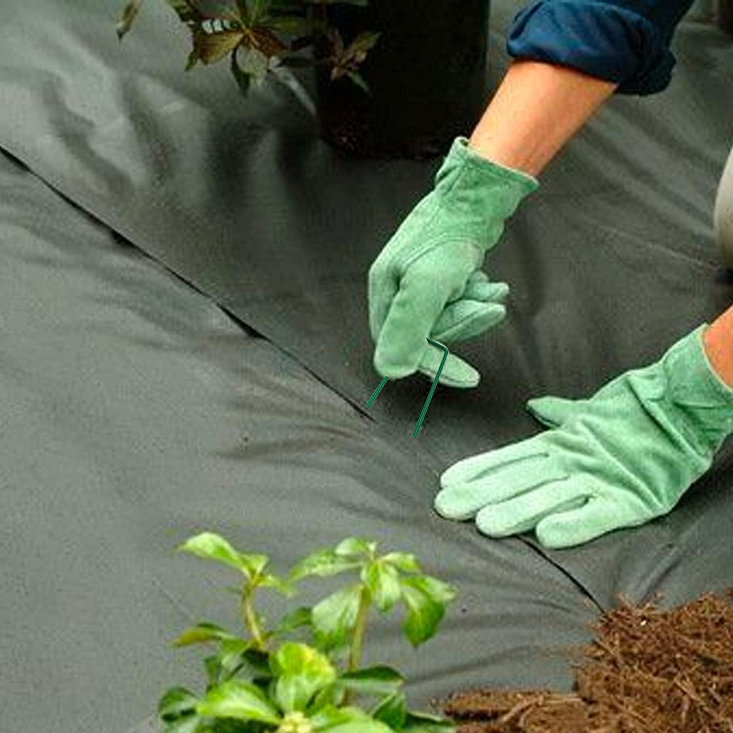Artificial Turf Staples 6 Inch Heavy Duty 11 Gauge Green Coated Landscape Pins 100 Pack Galvanized Rust Resistant