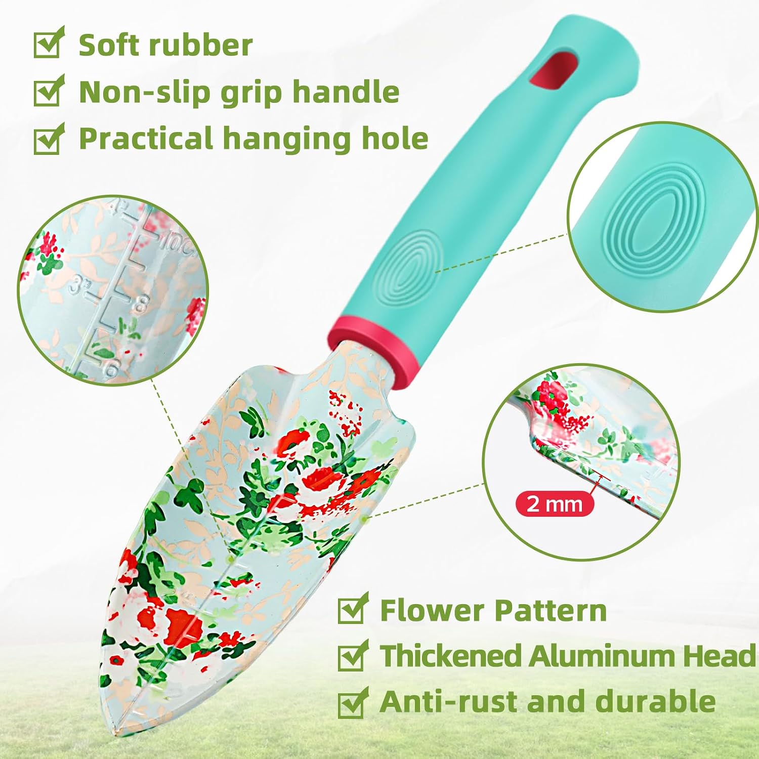 Garden Tools Set, JUMPHIGH 10 PCS Heavy Duty Gardening Tools Includes Hand Trowel Rake Weeder Pruner, Gardening Gifts