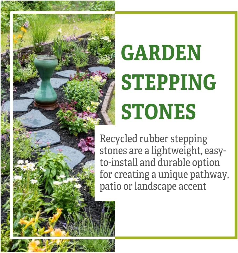 Gardener's Supply Company Flagstone Recycled Rubber Stepping Stone For Garden Walkway | Outdoor Patio Decor & Lawn