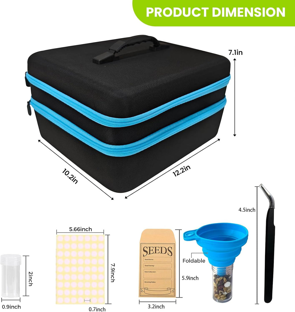 240 Slots Seed Storage Organizer Box with 20 Envelopes, Large Capacity Seed Storage Container with Zipper Bag, Label