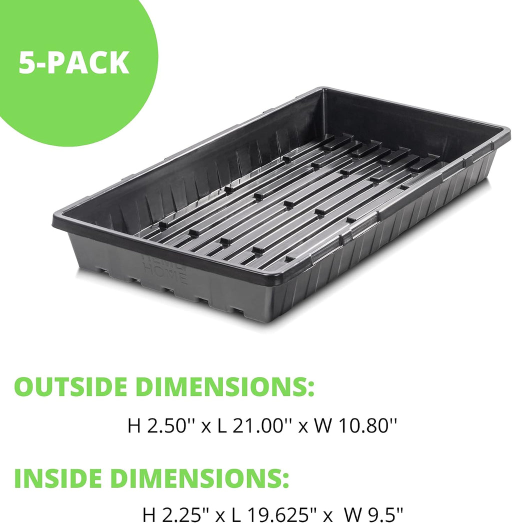 1020 Seed Starting Trays - 5-Pack Reusable Plastic Germination Trays for Microgreens & Seedlings