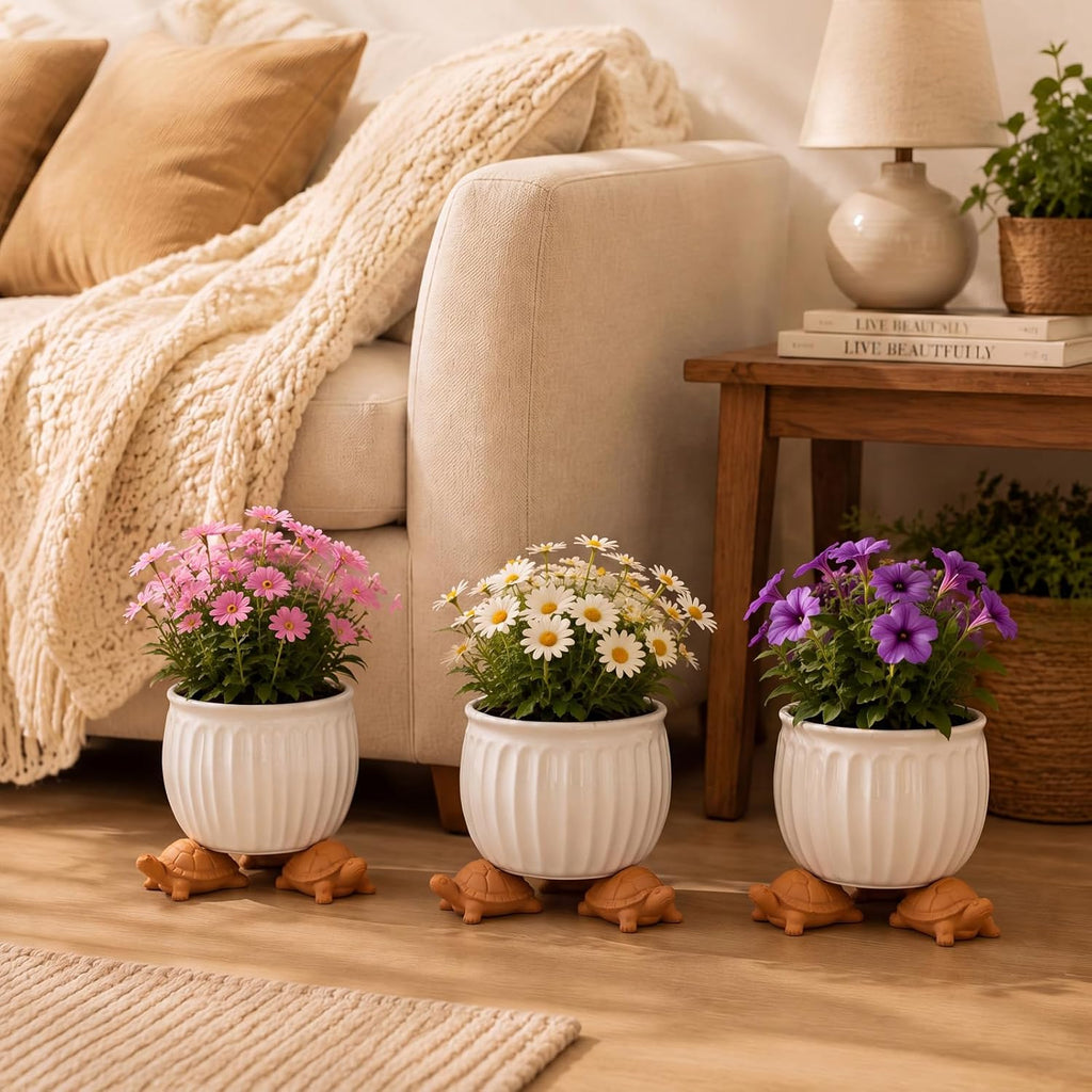 LemonRoad 12 Set Tortoise Pot Feet for Outdoor Planters, Terra Cotta Cement | 1.2" H, Animal Plant Pot Risers for