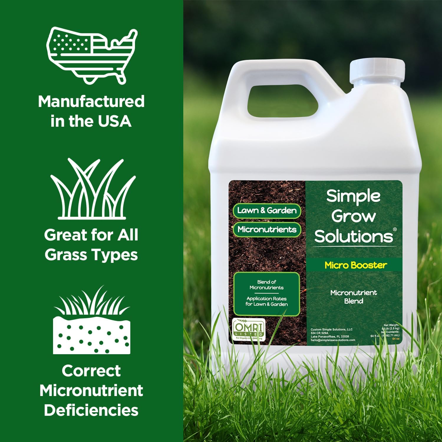 Micronutrient Booster- Complete Plant & Turf Nutrients- Simple Grow Solutions- Natural Garden & Lawn Fertilizer