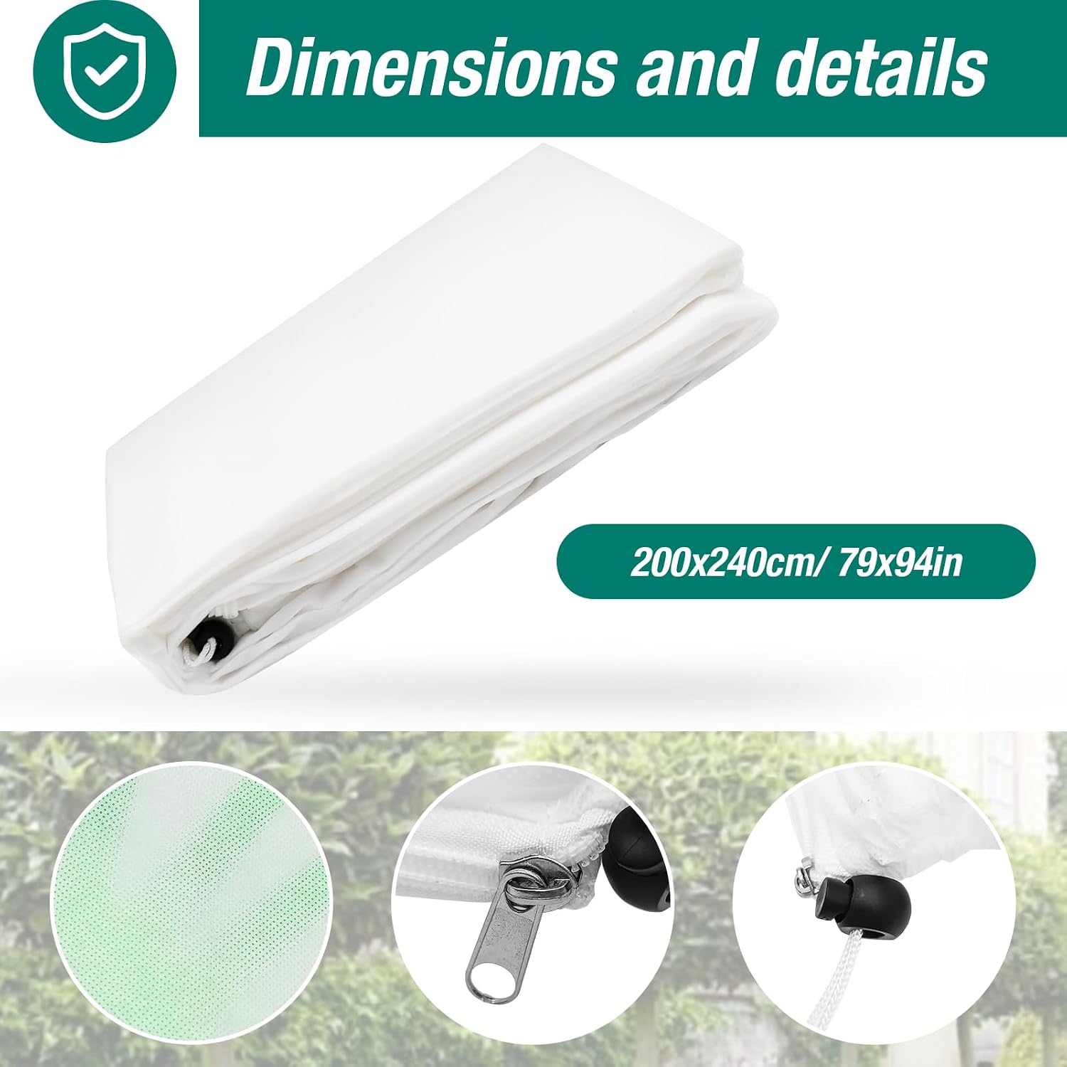 2Pcs Plant Covers Freeze Protection, 7.9 X 6.6 Ft Frost Cloth Winter Plant Covers with Drawstring and Zipper, 2.5