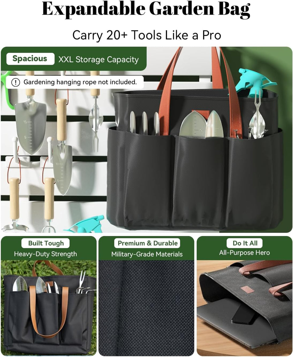 VerdantVibes 9-Piece Garden Tool Set - Heavy Duty Gardening Hand Tools with Ergonomic Non-Slip Grips, Rust-Resistant
