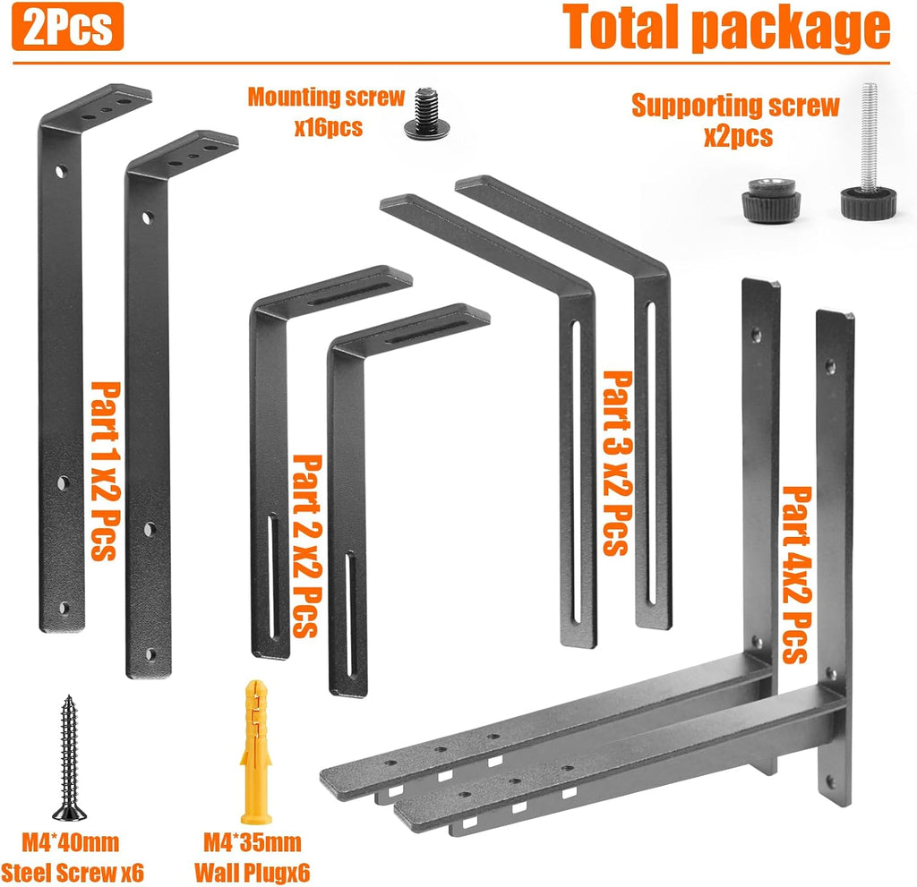 2 Pcs Adjustable Railing Planter Boxes Brackets,Heavy Duty Iron Window Box Planters Holder Outdoor for