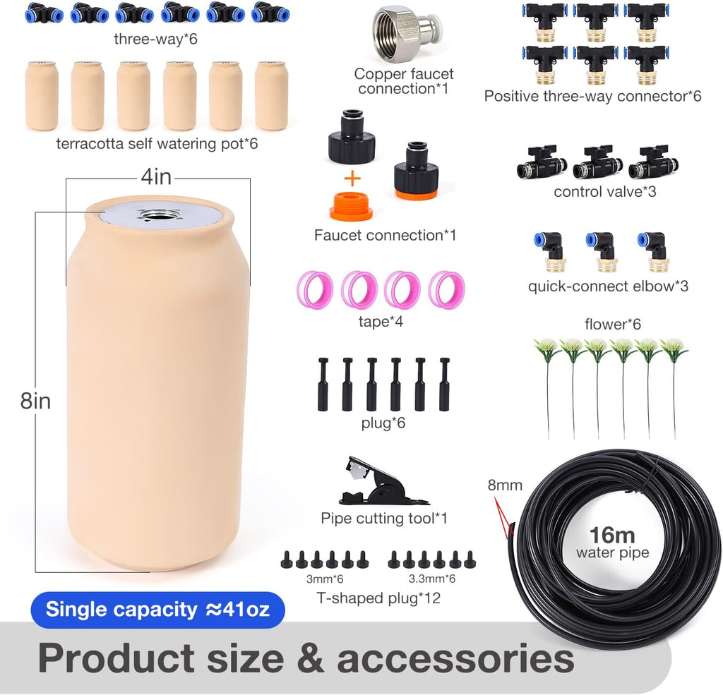 6pcs Ollas IIrrigation System Large Classic Self-Watering Ollas Self Watering 41oz Olla Watering System 4x4x8in Classic