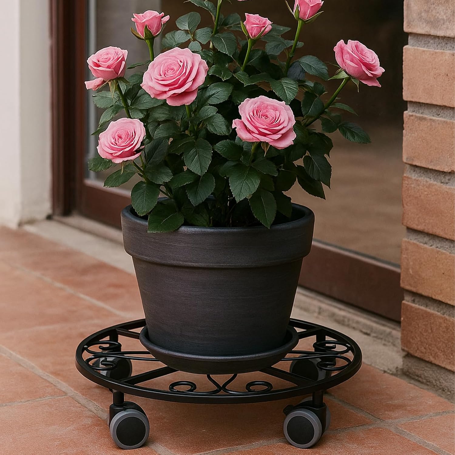 5 Pack Plant Caddy with Wheels Heavy Duty 16 Inch Large Metal Plant Stand with Wheels Plant dolly Rolling Plant Stand