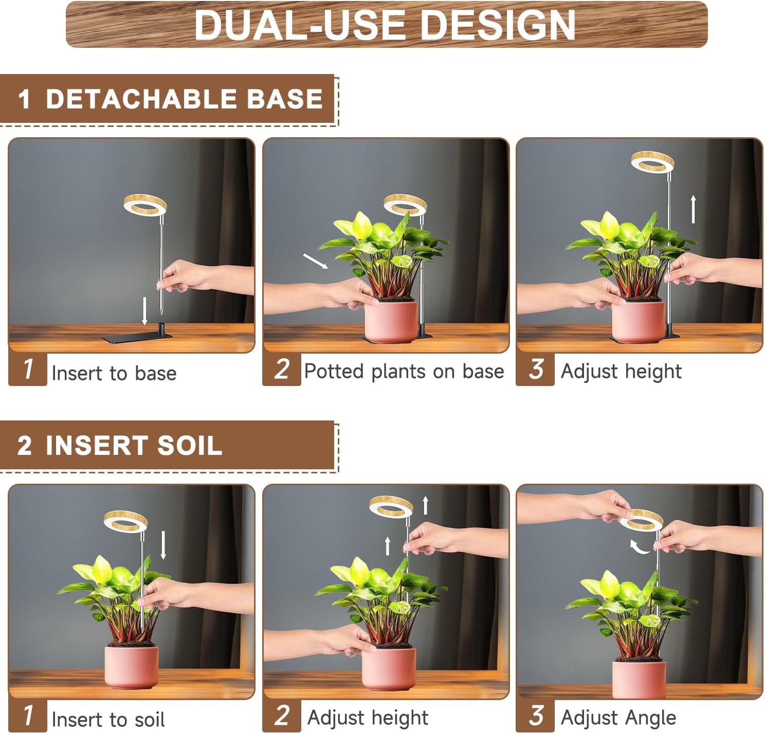 Aokrean Grow Light, Full Spectrum Plant Lights for Indoor Growing with Base | 48 LEDs Halo Grow Lamp for Small Plants