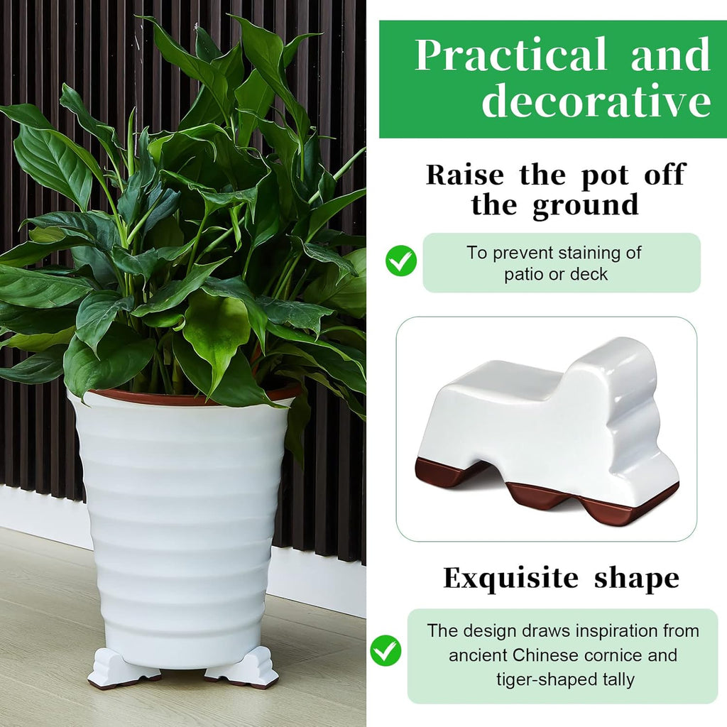 Kigeli 6 Pcs Resin Garden Pot Feet for Outdoor Planters 3 Inch Long 1.5 Inch Tall Flower Handmade Elevator Plant Feet
