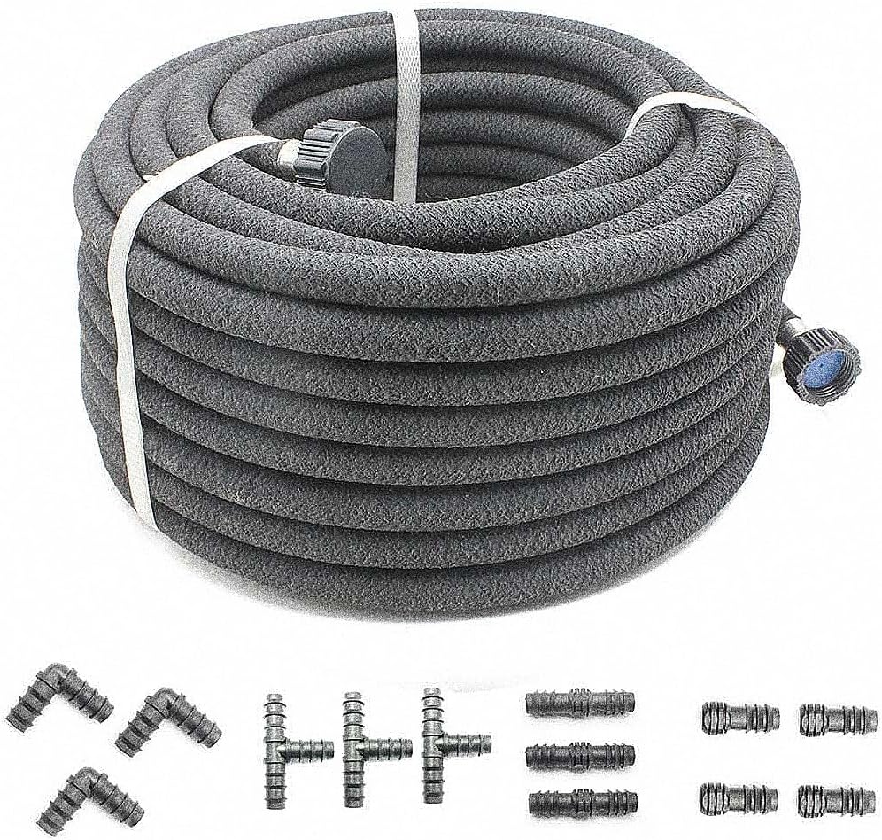 Taisia 1/2" Soaker Hose Kit 100 ft Round Rubber Garden Soaker Hoses, Heavy Duty Drip Hose for Watering Irrigation
